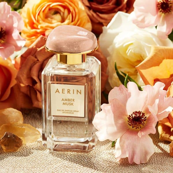AERIN Amber Musk women’s fragrance featuring warm floral musk scent in a chic designer perfume bottle