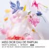 Close-up floral campaign image for DIOR Miss Dior Eau de Parfum featuring soft pink flowers, lily of the valley, and sandalwood-inspired notes.
