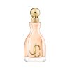 I Want Choo Eau de Parfum by Jimmy Choo in an elegant peach-toned glass bottle with a gold JC logo and rounded gold cap on a clean white background.