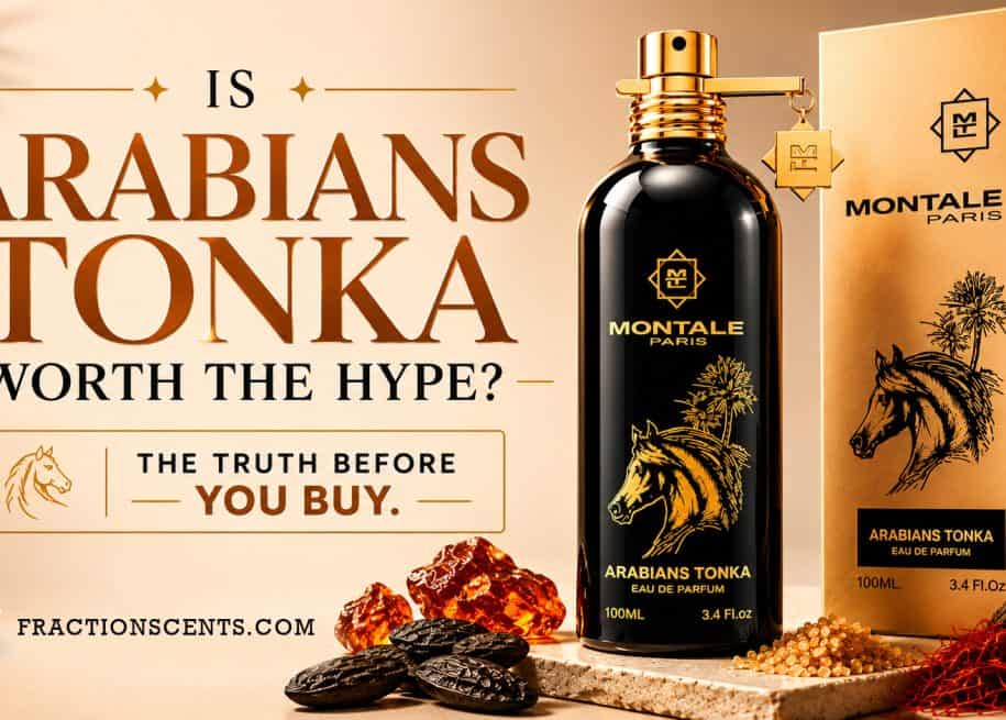 Luxury featured image for Montale Arabians Tonka Eau de Parfum with black and gold perfume bottle, premium niche fragrance packaging, warm amber background, oud wood, saffron, tonka bean, and brown sugar inspired design for luxury cologne review article “Is Arabians Tonka Worth the Hype?”