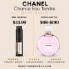 Chanel Chance Eau Tendre perfume and sample spray.