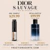 Dior Sauvage Eau de Toilette sample and retail bottle for men.