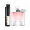 Elegant pink perfume bottle with a spray cap and tissue paper accent.