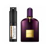 Luxury Velvet Orchid perfume bottle with purple ribbed glass design.