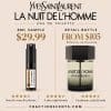 Yves Saint Laurent La Nuit de l'Homme Eau de Toilette bottle and sample.