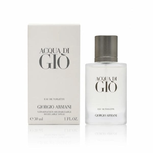 Elegant Acqua Di Gio perfume bottle with box, Giorgio Armani fragrance for men.